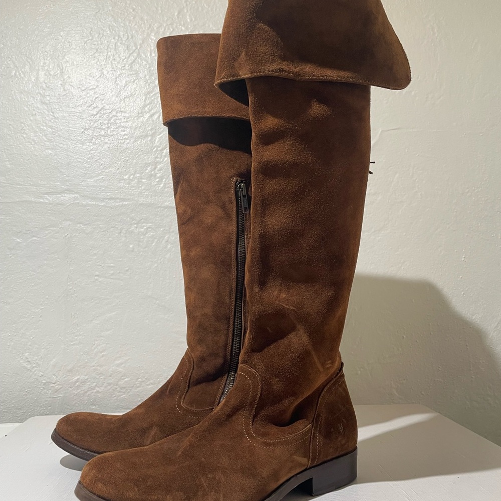 NWT Womens Frye Brown Suede Molly Tassel Over the Knee Boots  7.5 Excellent - Picture 6 of 9